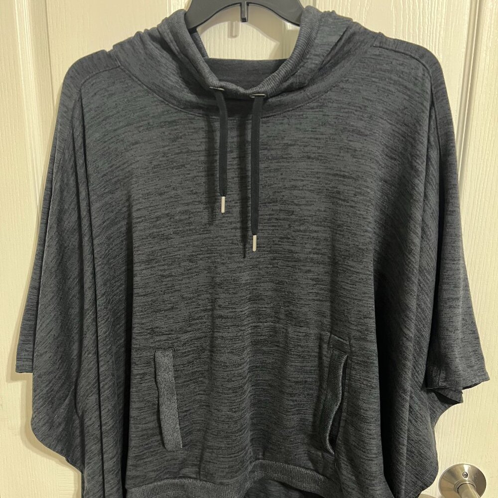 Athleta | Blissful Hooded Knit Poncho Sweatshirt | Charcoal Gray | Size L